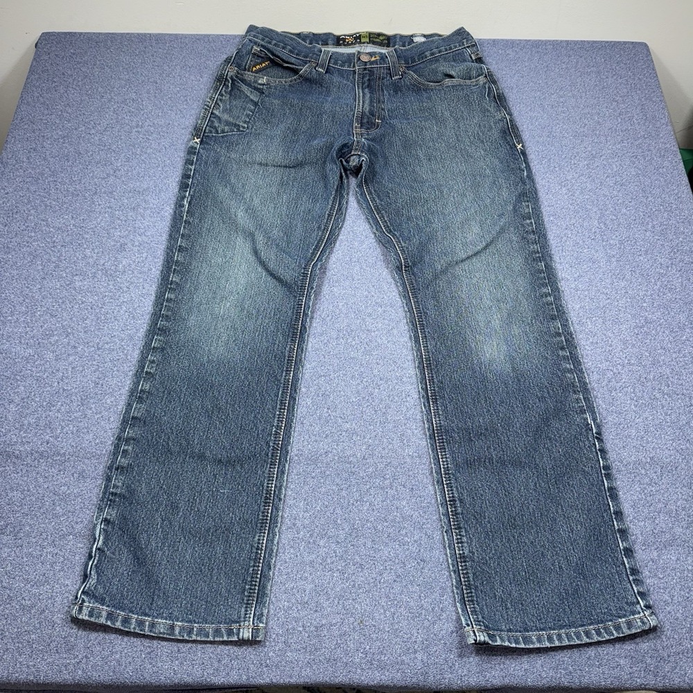 Ariat Rebar M5 Straight Leg Jeans Mens 32x30 Dark Blue Stretch Western Workwear